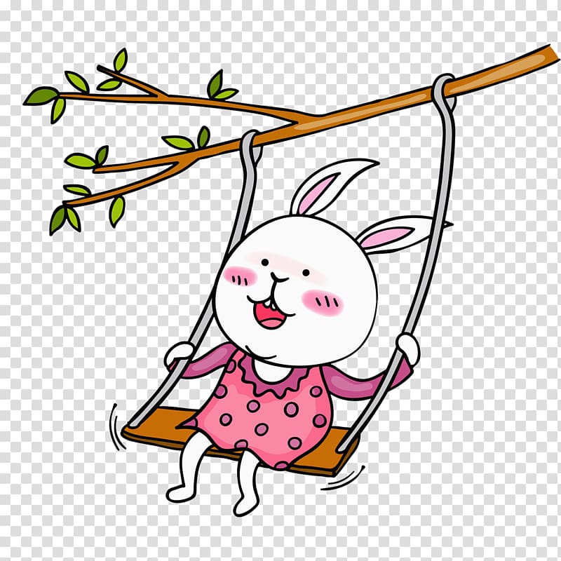 , Swing rabbit transparent background PNG clipart