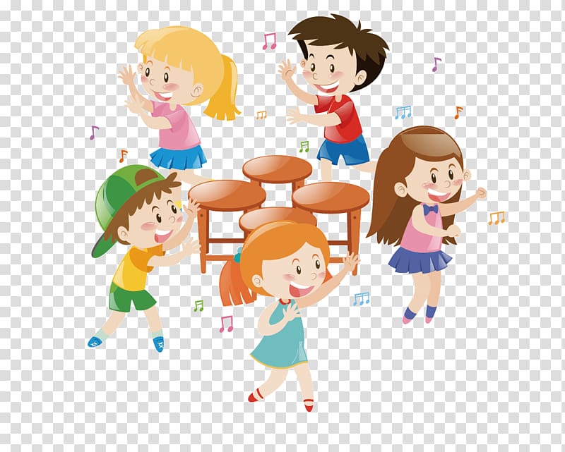 cartoon hand-painted dancing kids transparent background PNG clipart