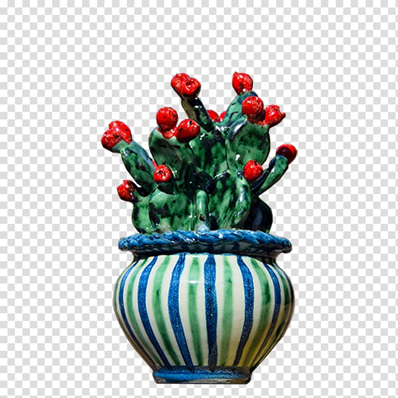 Ceramica di Caltagirone Cachepot Cactaceae Barbary fig, vase transparent background PNG clipart