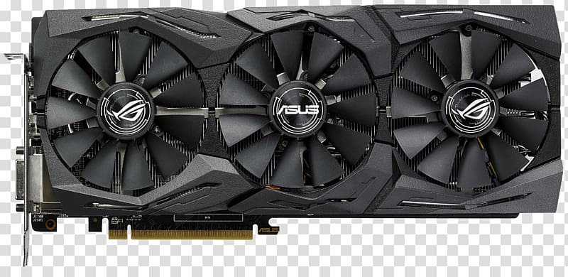 Graphics Cards & Video Adapters AMD Radeon RX 580 Asus Radeon RX 580 STRIX 8GB GDDR5 Graphics Card GDDR5 SDRAM Graphics processing unit, a high-end transparent background PNG clipart