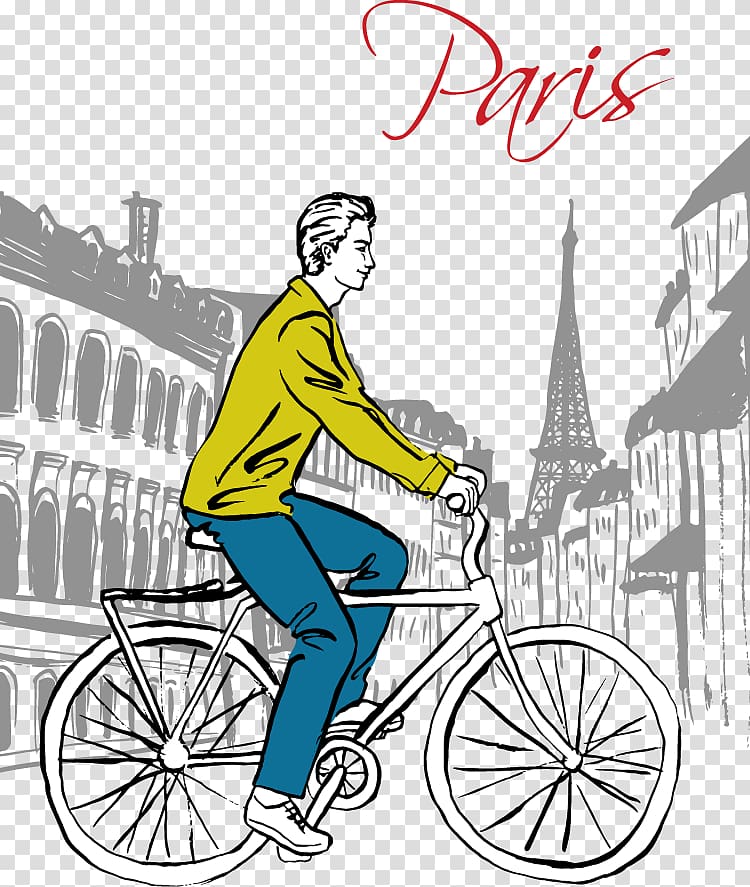 Scooter Drawing Driving Illustration, Hand-painted on the streets and handsome bike transparent background PNG clipart