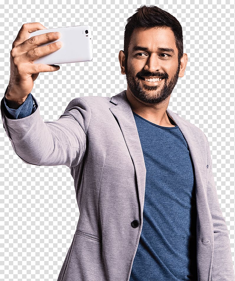 Smiling man holding phone, MS Dhoni India national cricket team Eden