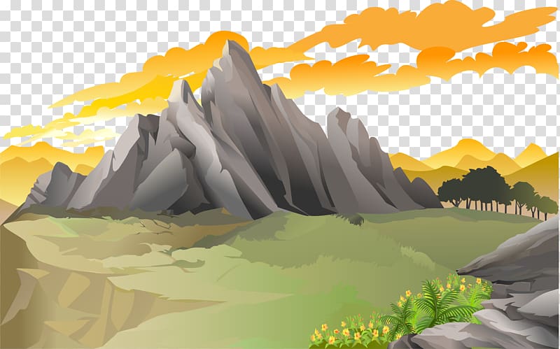 mountain illustration, Landscape Mountain Euclidean , Forest transparent background PNG clipart