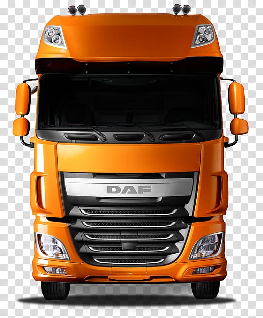 orange DAF truck, DAF Trucks DAF XF Car Van, Truck transparent background PNG clipart