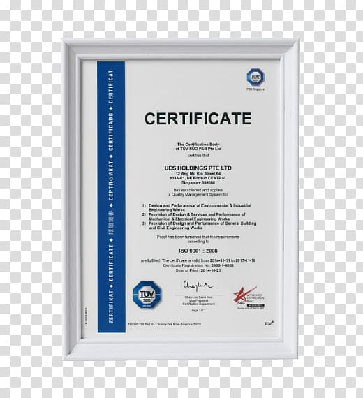 ISO 14000 Certification ISO 9000 ISO 14001 Paw Leck Engineering Pte Ltd, Business transparent background PNG clipart