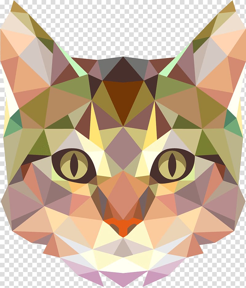 Cat Wall decal Kitten Geometry Sticker, Polygolnal transparent background PNG clipart