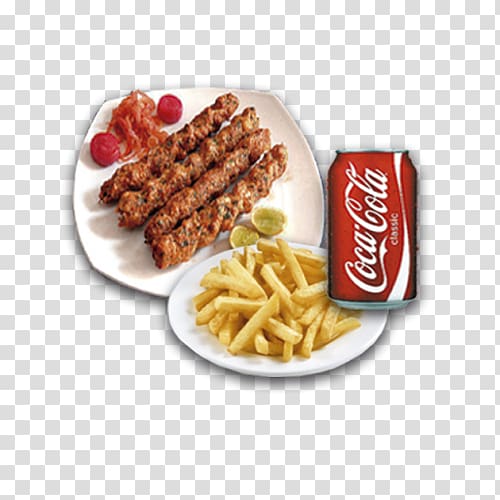 Kebab French fries Fizzy Drinks Fast food Junk food, seekh kebab transparent background PNG clipart