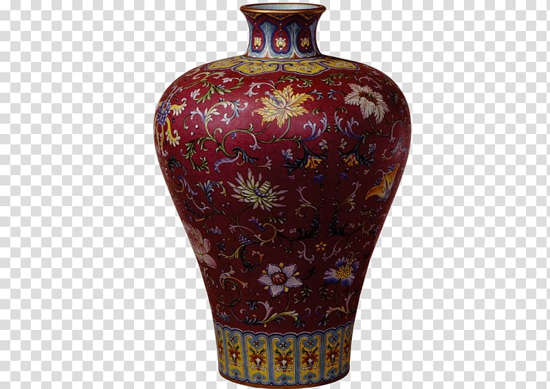 Chinoiserie Porcelain , Ancient red vase transparent background PNG clipart