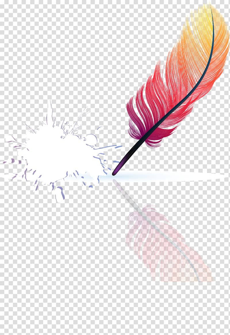 Feather Quill Hair Adhesive tape Cartoon, Red Feather transparent background PNG clipart
