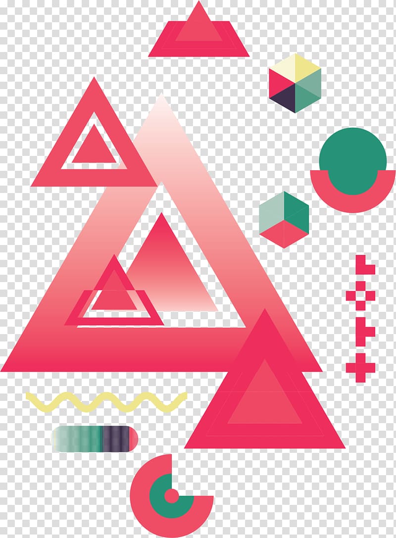 red and green triangles and cube illustration, Geometry Shape Geometric abstraction, Poster abstract geometric background transparent background PNG clipart