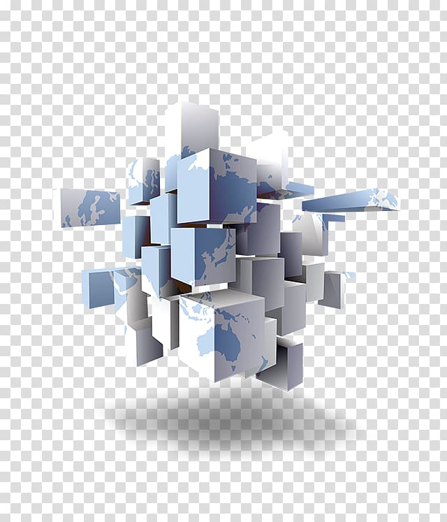 white and blue cube , Rubiks Cube, cube creative business transparent background PNG clipart