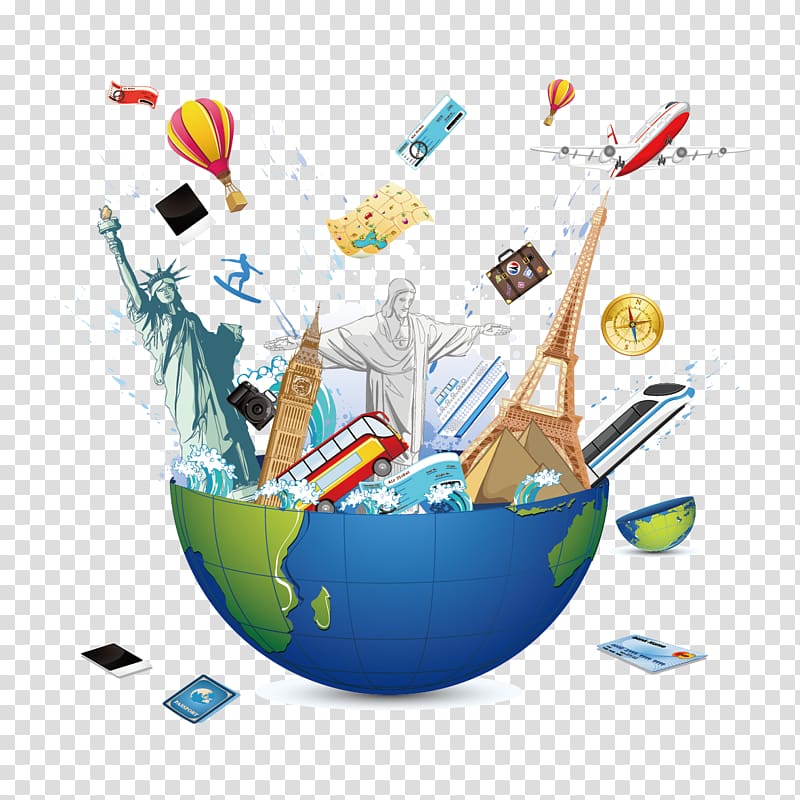 world lanmarks on globe , Travel Euclidean , Global Travel transparent background PNG clipart