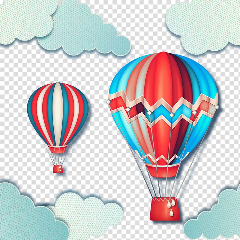 two multicolored hot air balloon illustration, Toy balloon Hot air balloon, creative hot air balloon transparent background PNG clipart