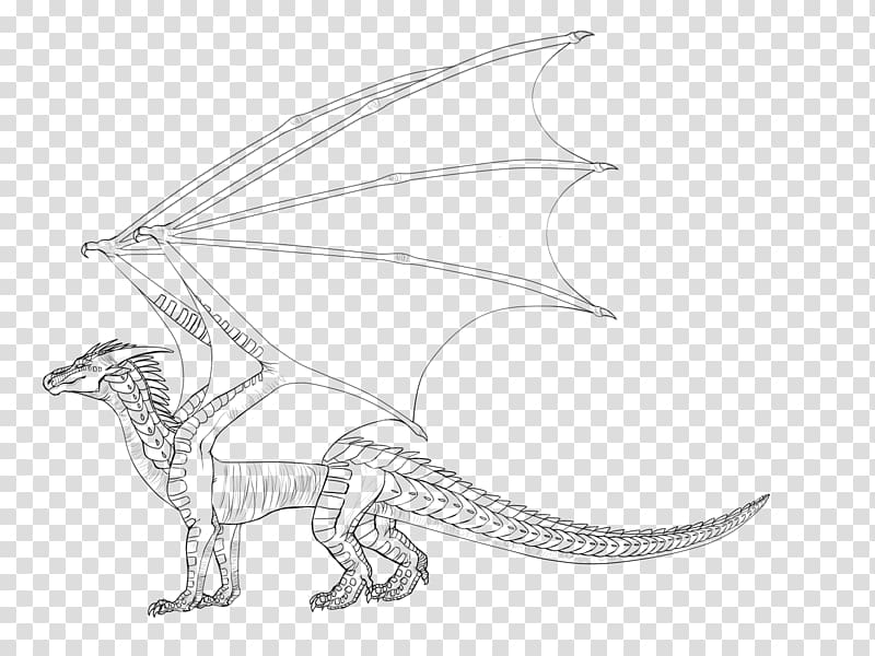 Line art Wings of Fire Drawing Dragon, gravel caracter transparent background PNG clipart