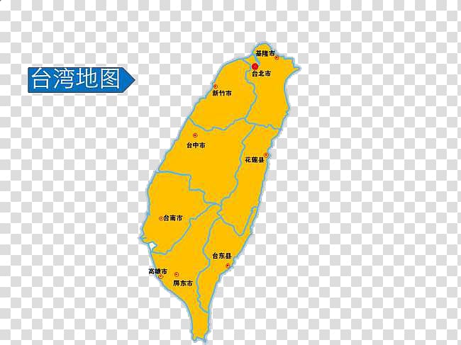 Taipei Penghu Kinmen Map, Yellow Taiwan map transparent background PNG clipart