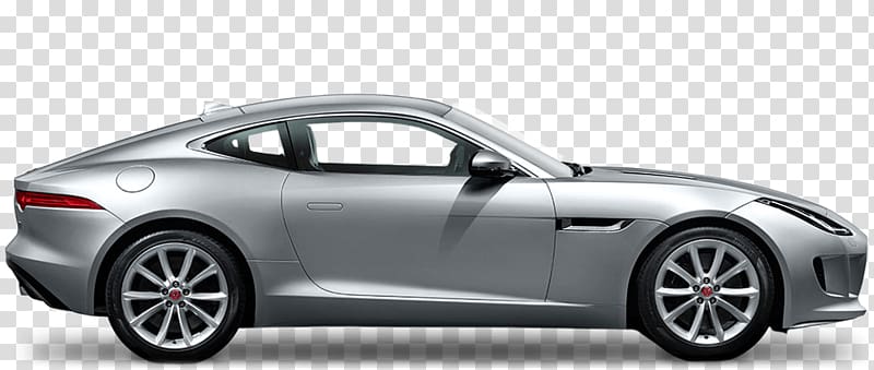 silver coupe, Grey F Type Sideview Jaguar transparent background PNG clipart