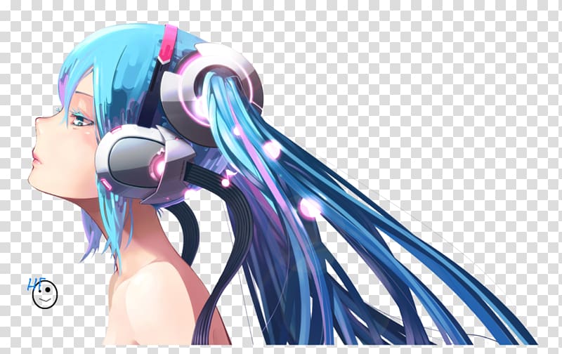 Hatsune Miku Headphones Anime Vocaloid , hatsune miku transparent background PNG clipart