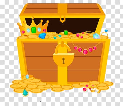 cartoon version of the gold crown jewelry box transparent background PNG clipart