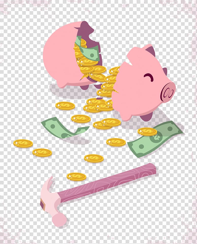 Domestic pig Piggy bank Computer file, Break the piggy piggy bank transparent background PNG clipart