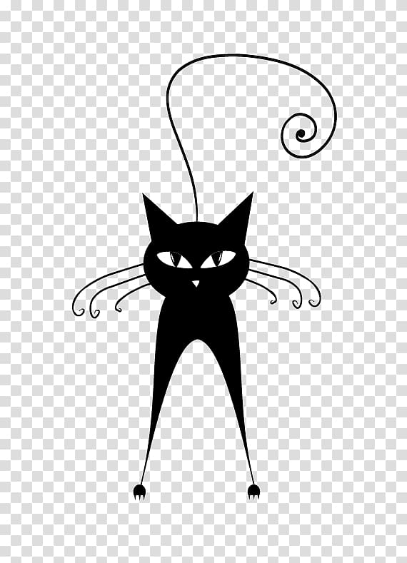 black cat illustration, Black cat Kitten Silhouette , Cute cartoon black kitten transparent background PNG clipart