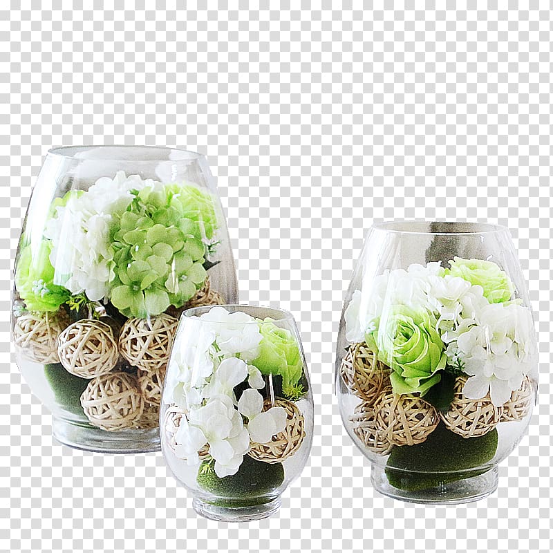 three clear glass vases art, Floral design Vase Flower Glass, Size personality glass vase material transparent background PNG clipart