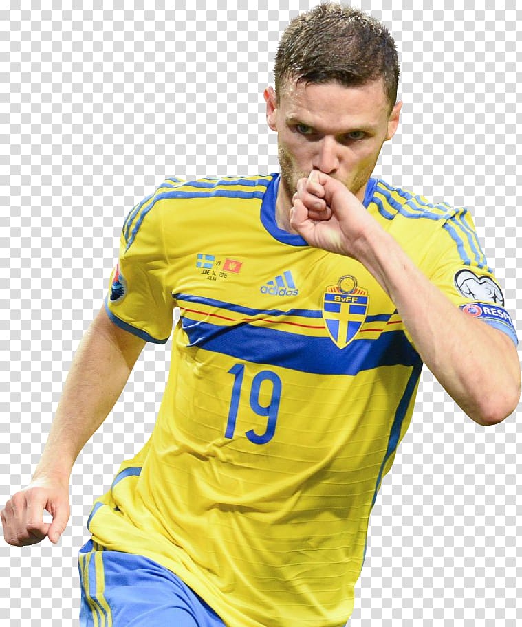 football player in yellow number 19 jersey shirt, Marcus Berg 2018 World Cup Sweden national football team Football player, Marcus Berg transparent background PNG clipart