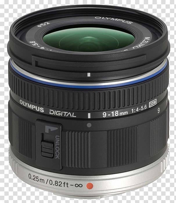Olympus M.Zuiko Digital ED 9-18mm f/4-5.6 Micro Four Thirds system Wide-angle lens, camera lens transparent background PNG clipart