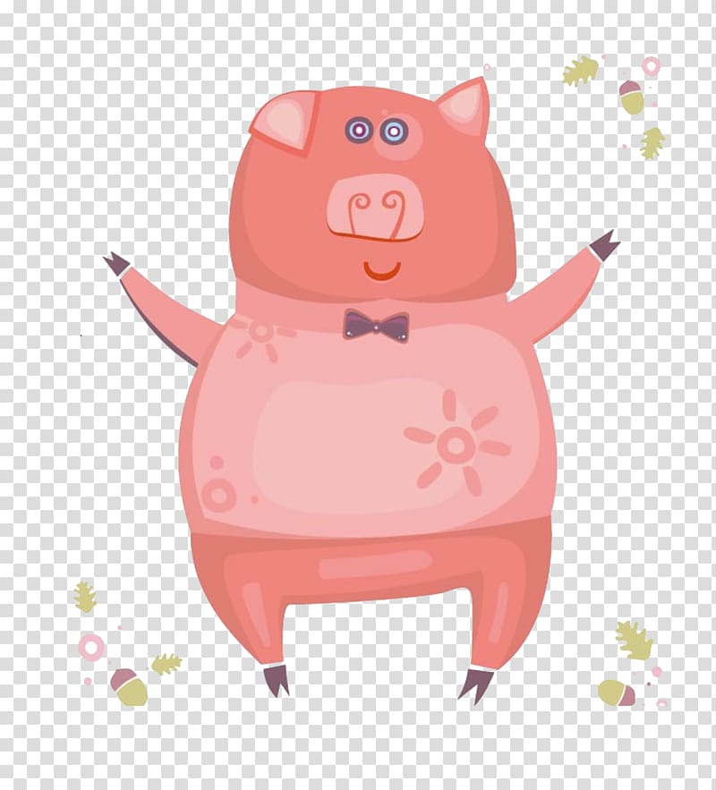 Domestic pig Cartoon Illustration, Spiral pig nose pink pig transparent background PNG clipart
