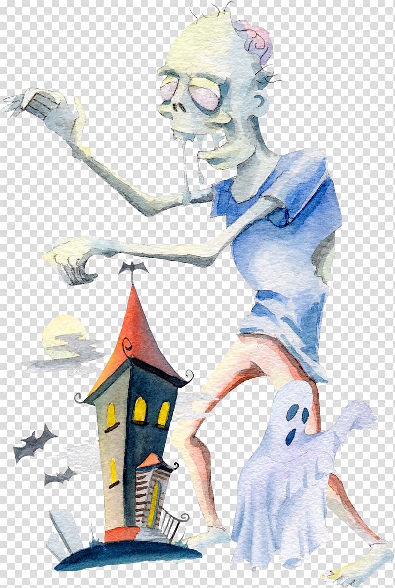 Visual arts Cartoon Jiangshi Illustration, Halloween zombie transparent background PNG clipart