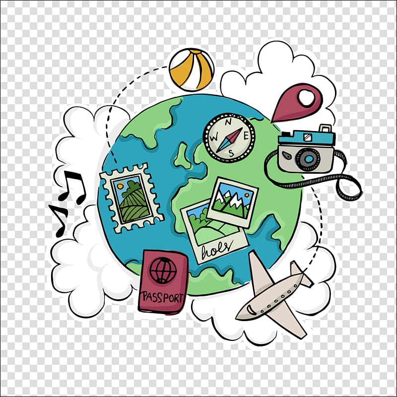 camera, plane, and ball illustration, Air travel World Tourism Day Flight Travel website, World Travel transparent background PNG clipart