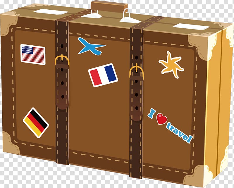 Suitcase Train Travel Baggage cart, Brown cute Database transparent background PNG clipart