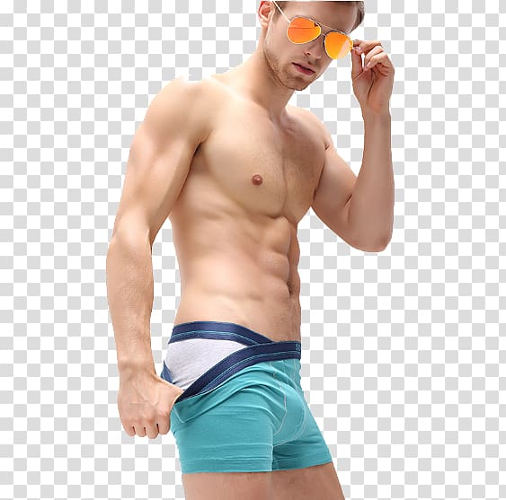 Underpants Undergarment Sunglasses, Underwear male model wearing sunglasses transparent background PNG clipart