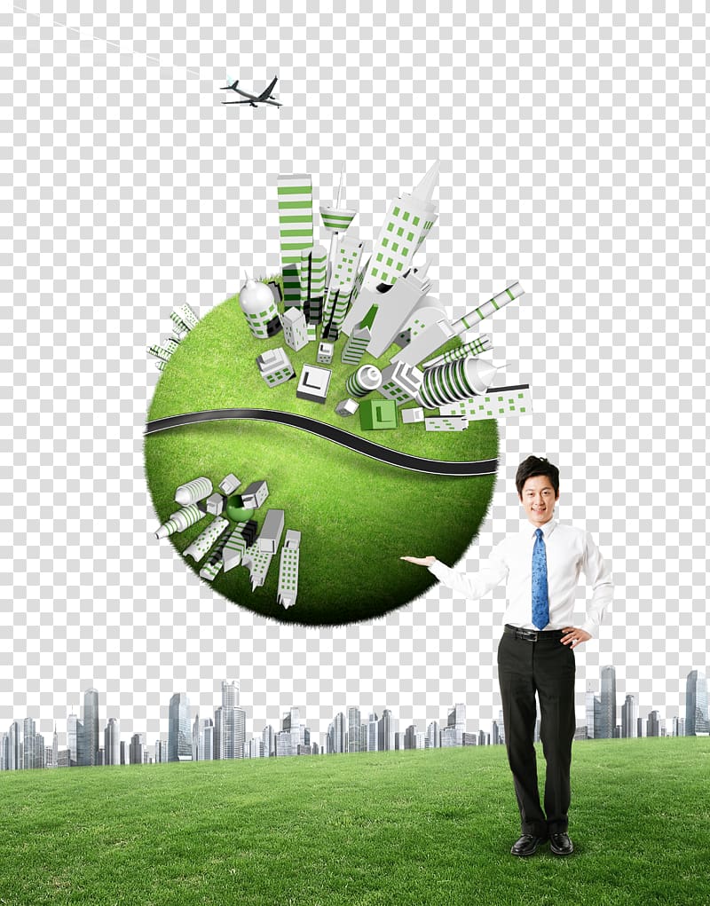 Green building on earth transparent background PNG clipart