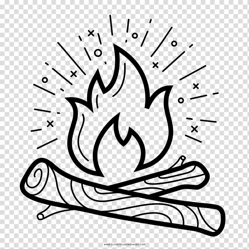 black and white campfire clipart