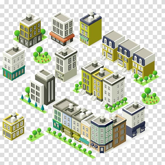buildings illustration, Building Isometric projection Illustration, city ​​building transparent background PNG clipart