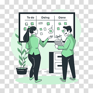 illustration, Scrum board, process, teamwork, work, management, organize, planning, project, task, backlog, agile method transparent background PNG clipart thumbnail