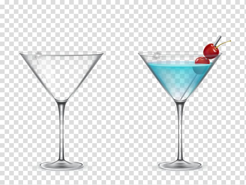 two clear wine cups, Cocktail Wine Blue Lagoon Grappa Vodka, Cocktail transparent background PNG clipart