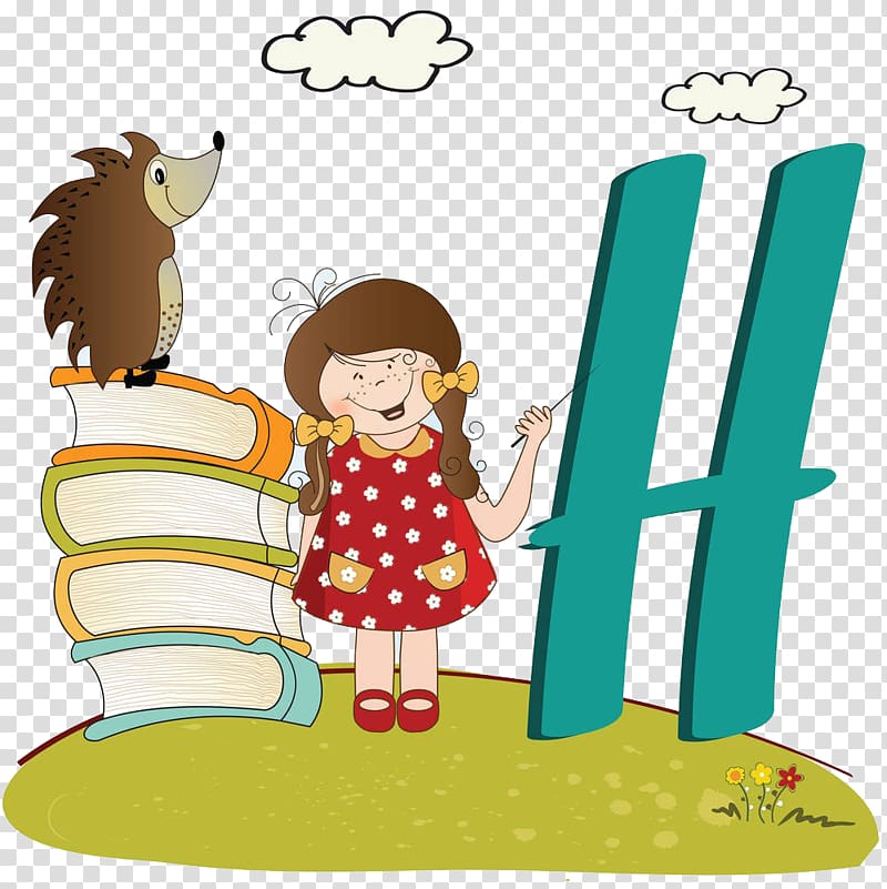 Letter Illustration, The child knows the letter transparent background PNG clipart
