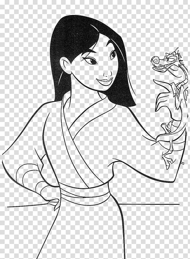 Mushu Fa Mulan Li Shang Colouring Pages Coloring book, Disney Princess transparent background PNG clipart