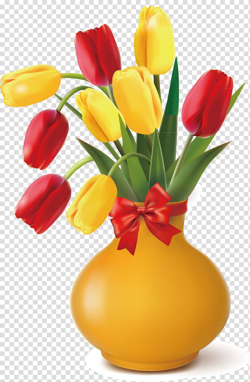 Flowerpot Vase , Tulips transparent background PNG clipart