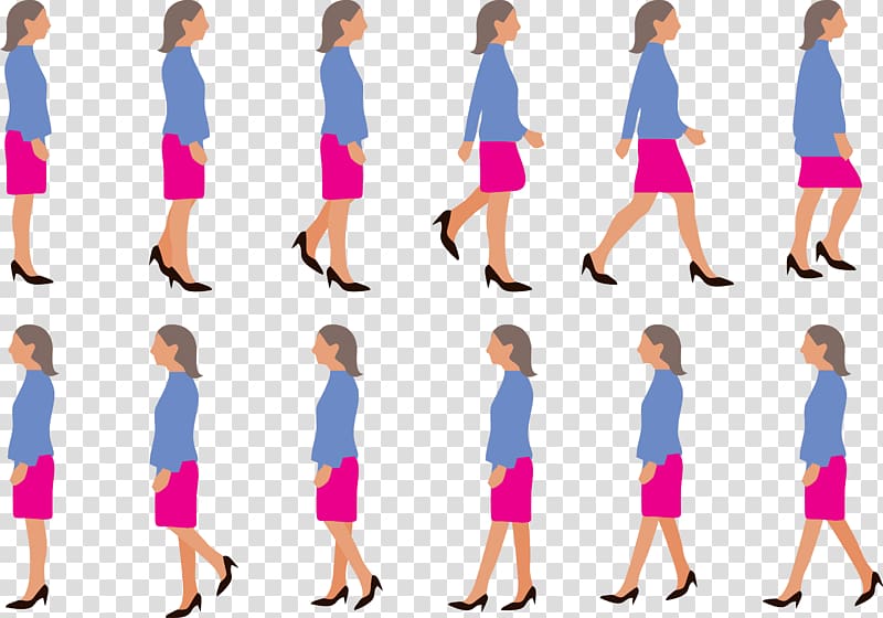 Walk cycle Walking Woman, Women transparent background PNG clipart
