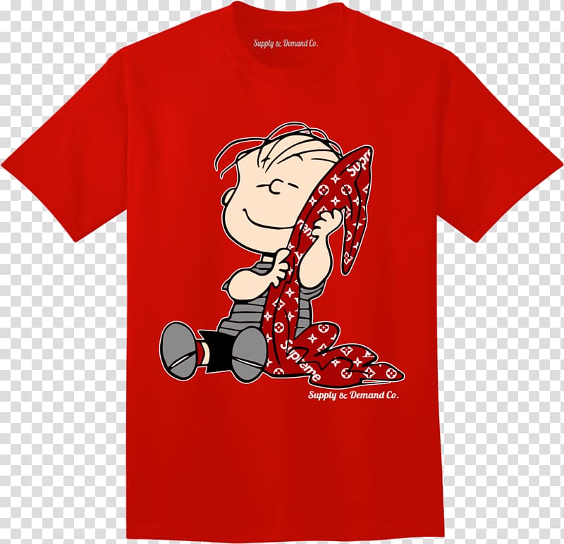 T-shirt Linus van Pelt Snoopy Hoodie Sally Brown, printed t shirt red transparent background PNG clipart