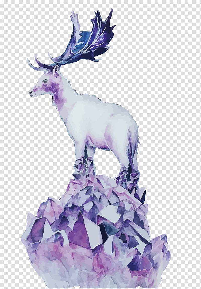 Deer Quartz Purple Euclidean , crystal deer transparent background PNG clipart
