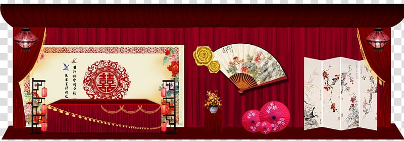 Wedding Red, Chinese style red wedding transparent background PNG clipart
