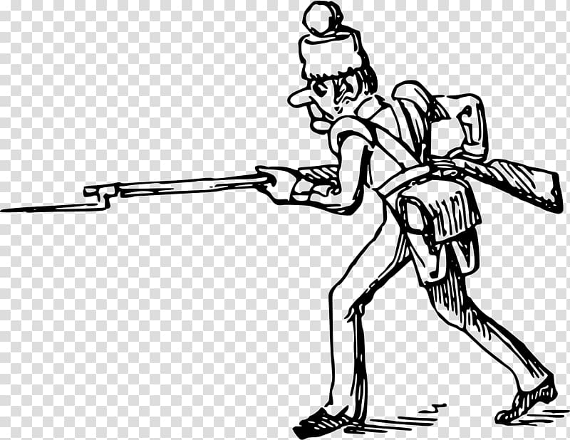 Black and white Cartoon Drawing , Soldier transparent background PNG clipart