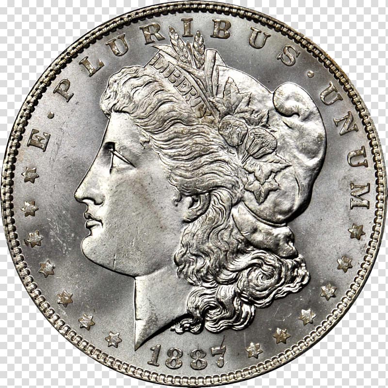 Dollar coin Morgan dollar E pluribus unum Gold dollar, silver coin transparent background PNG clipart