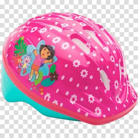 pink Dora the Explorer bike helmet, Girls Dora Bicycle Helmet transparent background PNG clipart