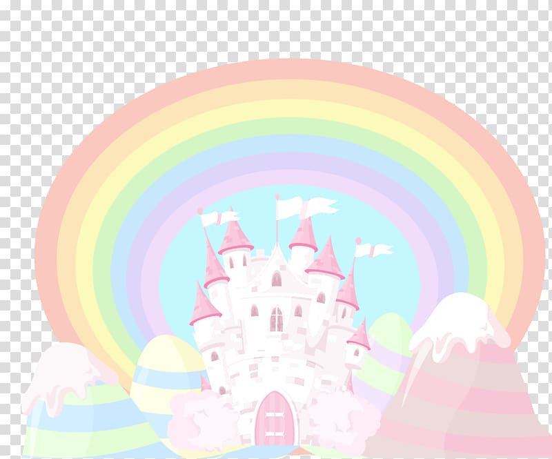pink and white castle , Graphic design Illustration, cartoon castle creative transparent background PNG clipart