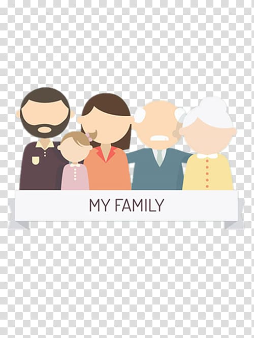 Family Grandparent Child Illustration, Five Family Labels transparent background PNG clipart