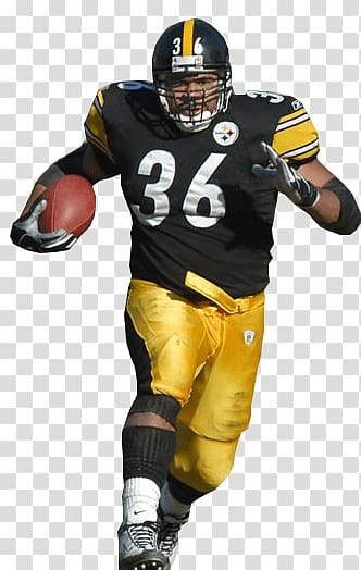 man wearing black and yellow Pittsburgh Steelers football jersey, Steelers 36 Bettis transparent background PNG clipart